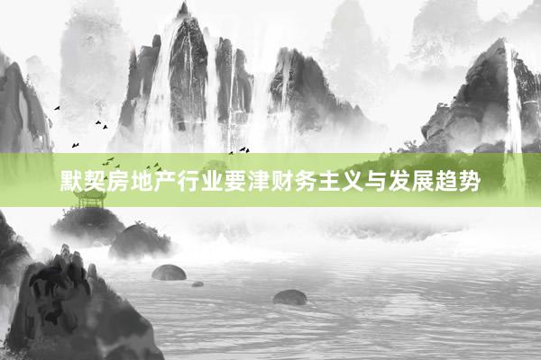默契房地产行业要津财务主义与发展趋势