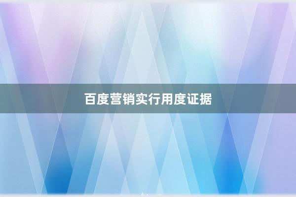 百度营销实行用度证据